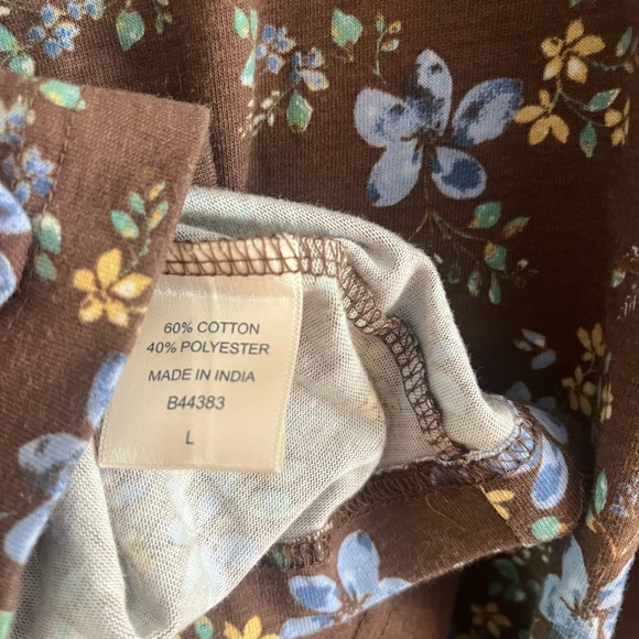 Blair Brown Floral Women's 3/4 Sleeve Top Size Large - Picture 3 of 3